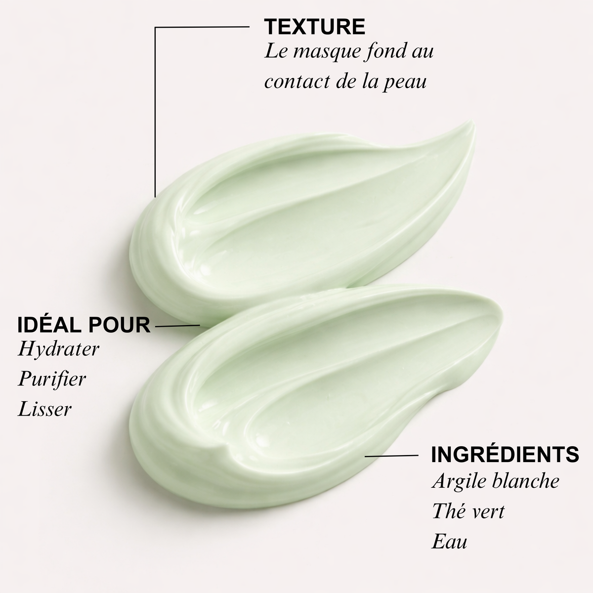 Masque purifiant au thé vert et à l'argile blanche